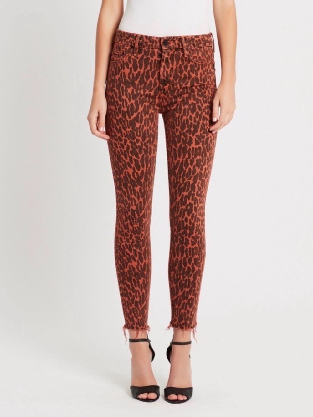 MOTHER High Waisted Looker Ankle Fray Jeans in Animal Attraction